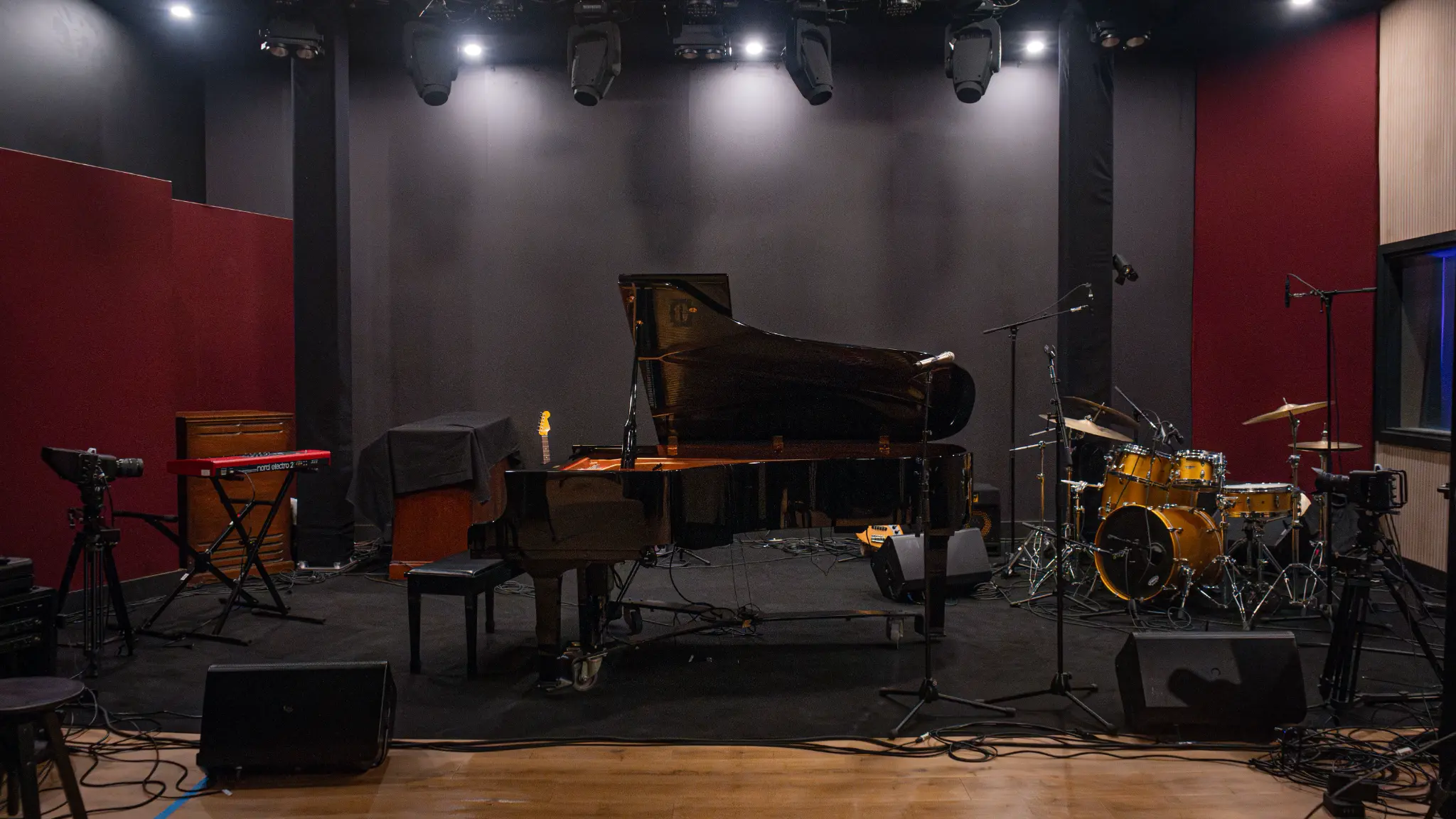 The live tracking room at The Recording Club, backline set up